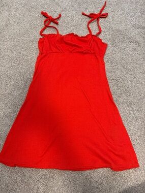 Divided Bright Red Tie-Shoulder Mini Dress